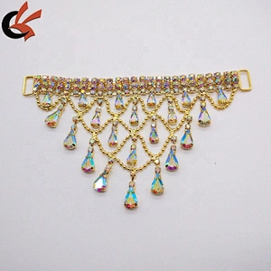 2019 gold hot sale sparkly AB clear rhinestone bikini connector