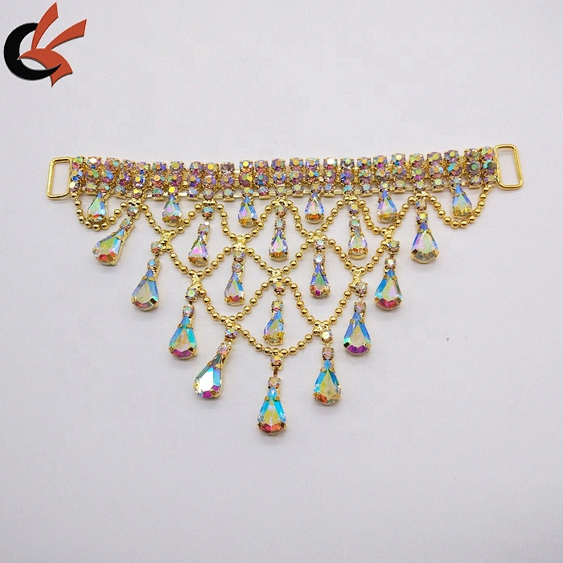 2019 gold hot sale sparkly AB clear rhinestone bikini connector