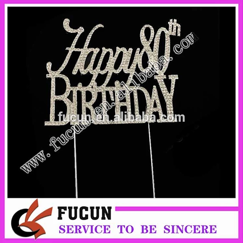party supplies party favor happy 80th birthday rhinestone cake topper for party decoration
