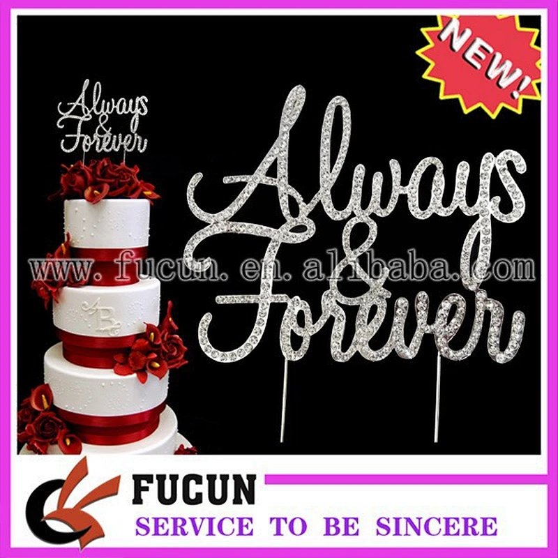 bling Always forever Rhinestone Silver Crystal Monogram Wedding Cake Topper