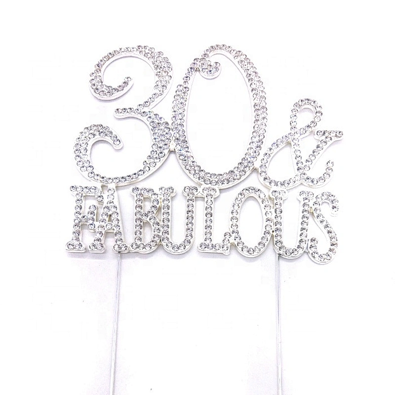 Birthday cake decorative accessories 30 & FABULOUS Crystal Rhinestone Cake Topper