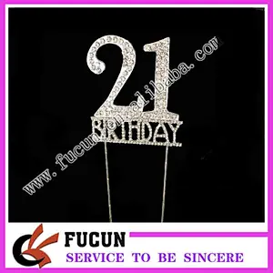 customized silver monogram birthday anniversary crystal cake toppers