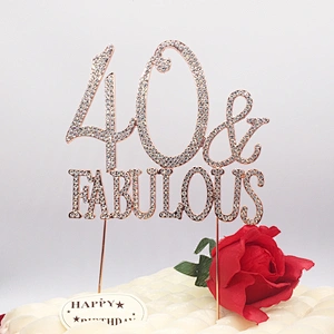 Custom Wedding Celebration Birthday Decor Rose Gold Rhinestone Monogram Wedding Cake Topper