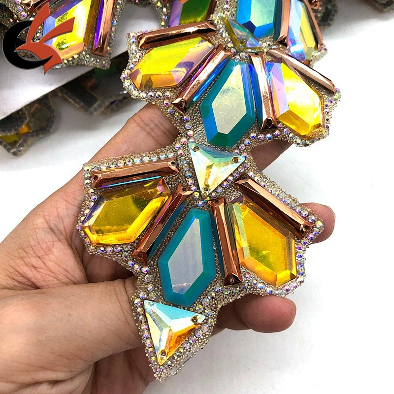 large resin stones decorative Hot fix rhinestone trimming tape back with glue