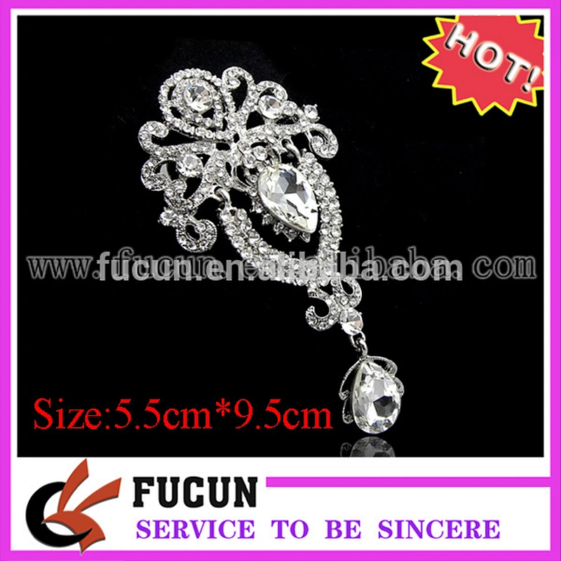 Rhinestone Crystal Wedding Bridal Bouquet Silver Flower Faux Pearl Brooch Pin