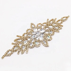 wholesale wedding clothing fabric handmade embroidery designs crystal rhinestone applique