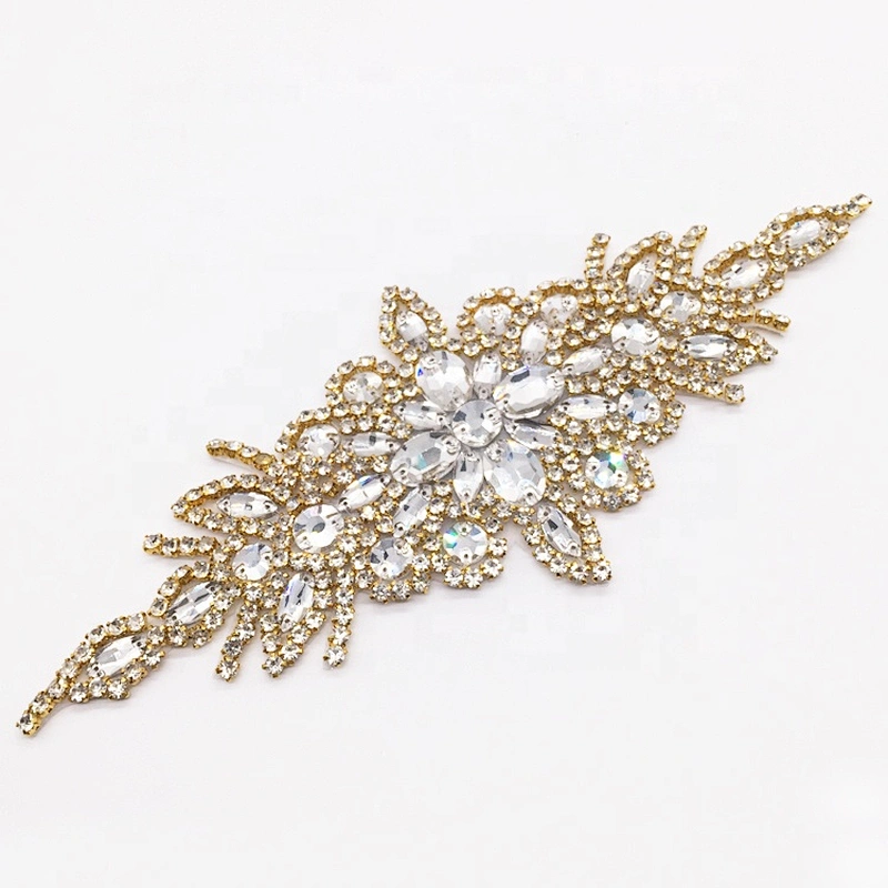 wholesale wedding clothing fabric handmade embroidery designs crystal rhinestone applique