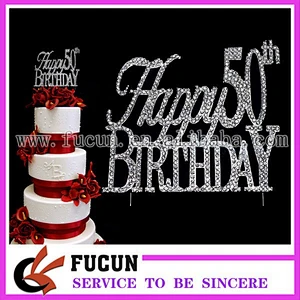 high Rhinestone 50th Birthday Wedding Cake Topper Silver Crystal Monogram