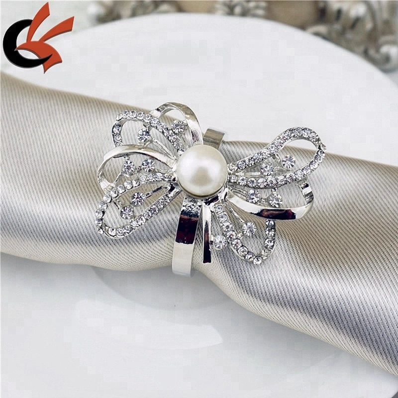 2019 New Pearl and Rhinestone Wedding Napkin Holder Napkin Rings