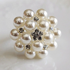make decorative ivory white pearl flower napkin holder ring