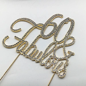 Large Sparkling gold Rhinestone 60 and Fabulous birthday cake topper Happy Birthday Cake Topper for party decorations