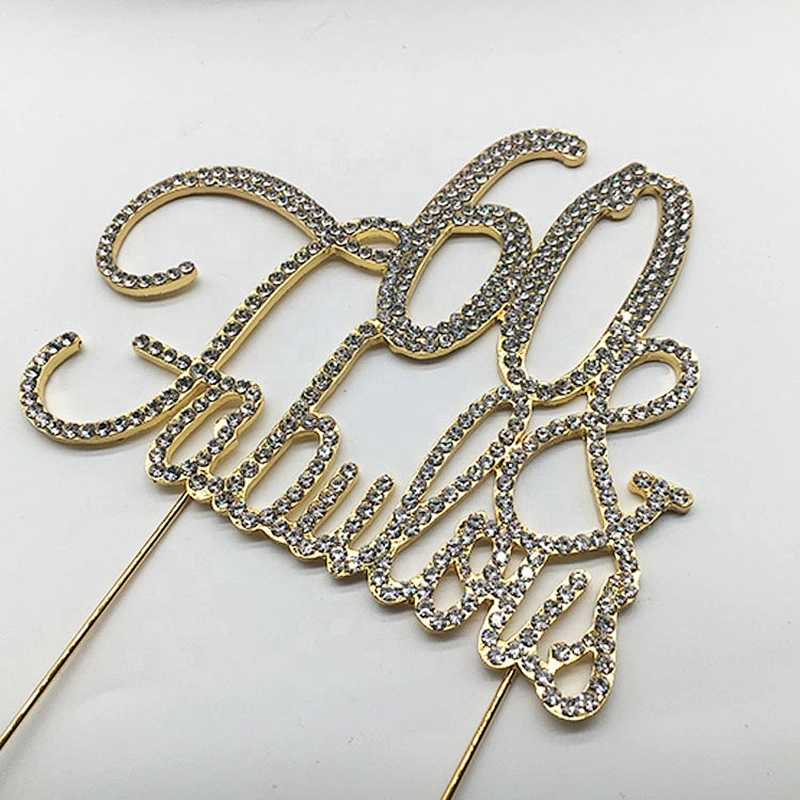Large Sparkling gold Rhinestone 60 and Fabulous birthday cake topper Happy Birthday Cake Topper for party decorations
