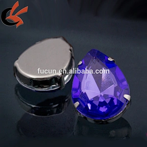wholesale purple drop shape acrylic rhinestone with metal cups