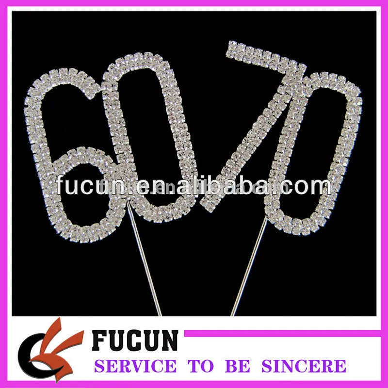 silver number rhinestone cake topper party decorations/wedding decorations wholesale