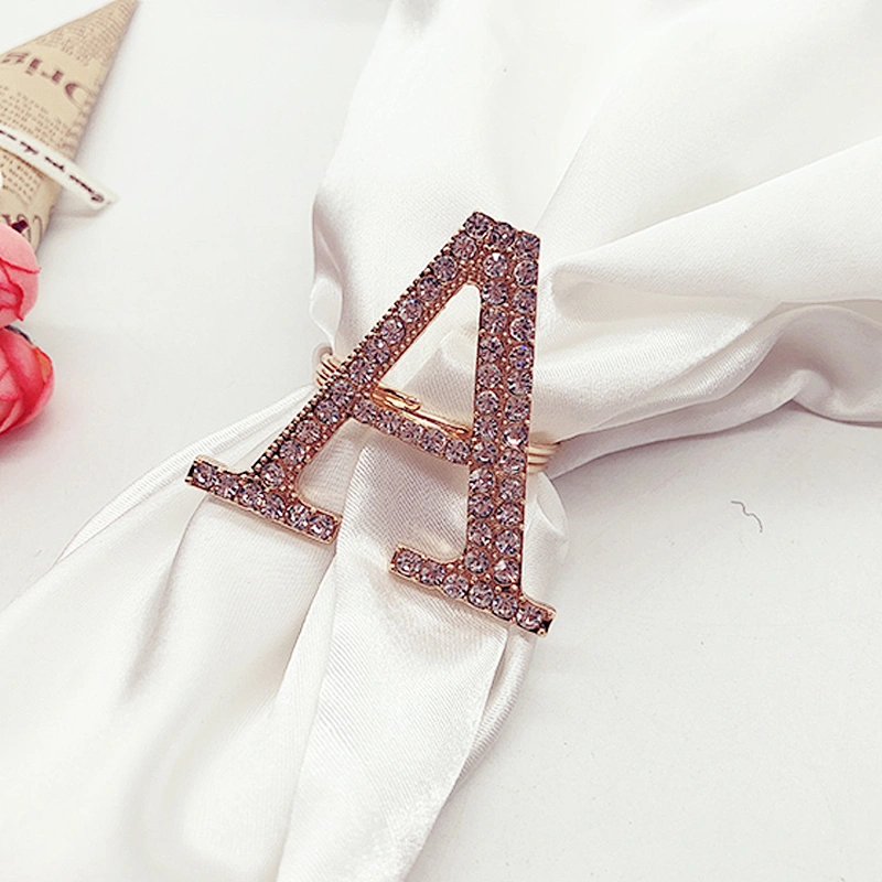 Bulk Wholesale custom gold letter rhinestone napkin holder napkin rings