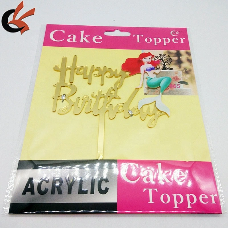 2019  Mirror Gold Happy Birthday Mermaid Acrylic Cake Topper