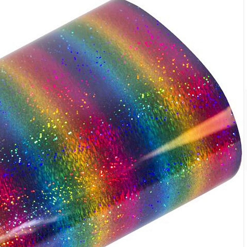 gorgeous hologram iron on rainbow holographic stripe heat transfer vinyl for garment