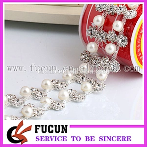 Wedding Bouquet Crystal Diamante rhinestone chain Pearl Trim sewing craft