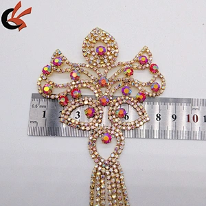 2019 New arrival Custom Sew On AB Clear Rhinestone Applique for Dance Dress Decoration