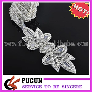 sparkling rhinestone bridal appliques for wedding bride sash decoration