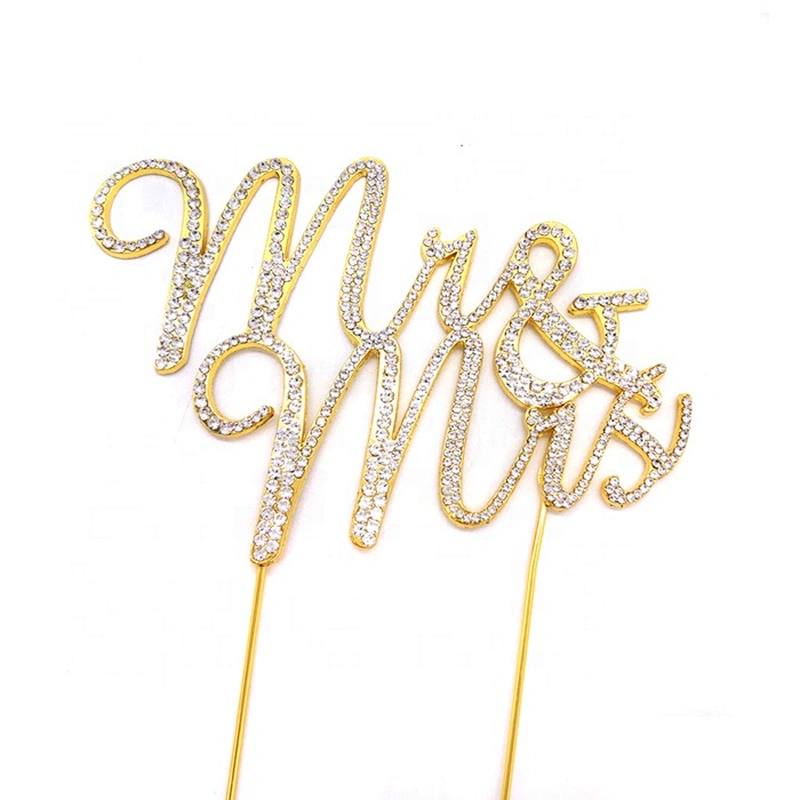 sparkling rhinestone silver Mr & Mrs Bride and Groom Wedding Cake Topper