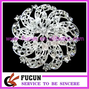 wedding rhinestone artificial flower brooch for wedding invitation
