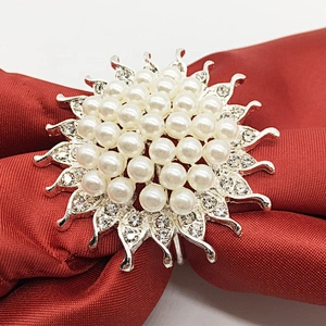 Wedding Christmas Wholesale Pearl beaded napkin rings Thanksgiving napkin holders