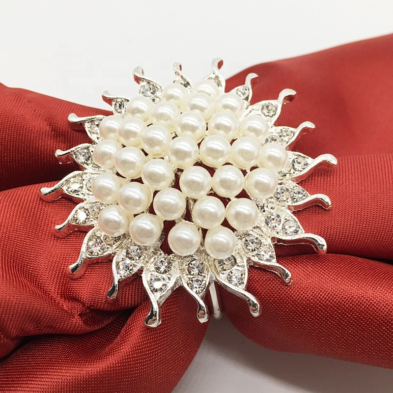 Wedding Christmas Wholesale Pearl beaded napkin rings Thanksgiving napkin holders