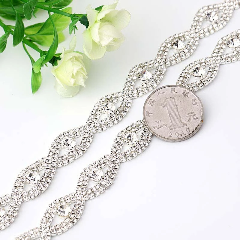 China factory crystal decoration bridal glass rhinestone trim chain for fashion jewelry decoration