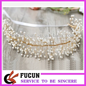 Hot Sale Wedding Pearl Crown Hair Vine Leaf Pearl Beads Bridals Tiara Headwear/Hairpieces