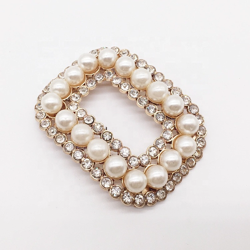 Hot Selling Pearl Beads Rhinestone Back Center Bar Shoe Buckles for Decoration