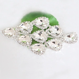 High Quality Sewing On Bridal Floral Silver Crystal Glass Rhinestone Applique