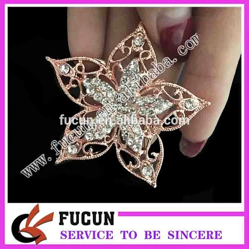 shinny new design star style crystal brooch in rose gold
