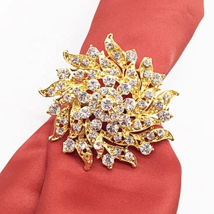 Gold FLORAL RHINESTONE NAPKIN RING