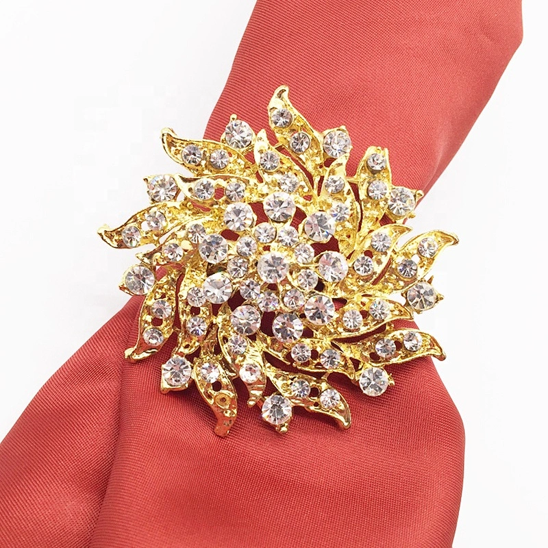 Gold FLORAL RHINESTONE NAPKIN RING