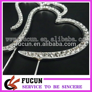 Wedding  Rhinestone Double Hearts Cake Topper