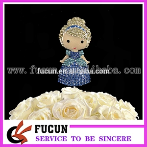 New Princess figure girl's party decorative sparkling cyrstal cake topper
