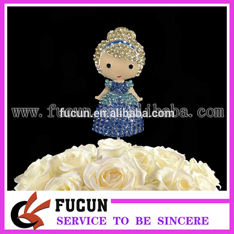 New Princess figure girl's party decorative sparkling cyrstal cake topper