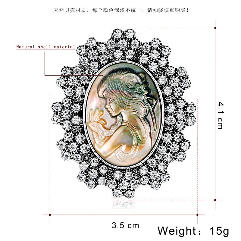 China Wholesale Vintage Style Cameo Lady Brooch Antique Silver Brooch New!!!