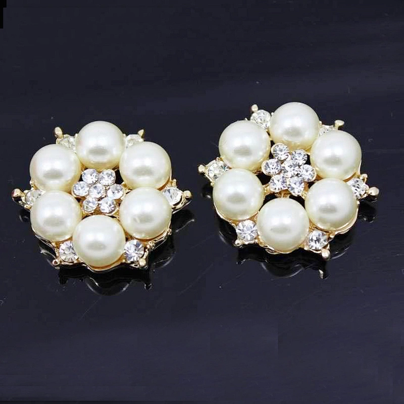 fashion hand made decorative rhinestone wedding pearl beads fabric flower brooch