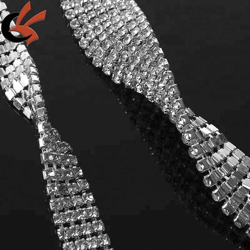 Multi-row crystal rhinestone chain trim for wedding cake decoration