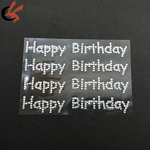 Happy birthday 3mm acrylic crystals rhinestones sticker