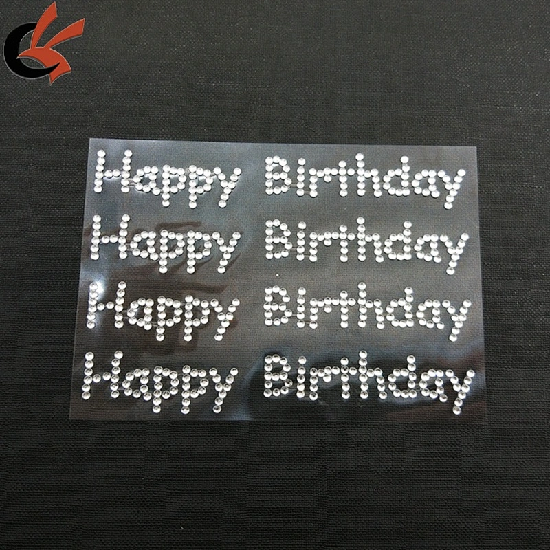 Happy birthday 3mm acrylic crystals rhinestones sticker