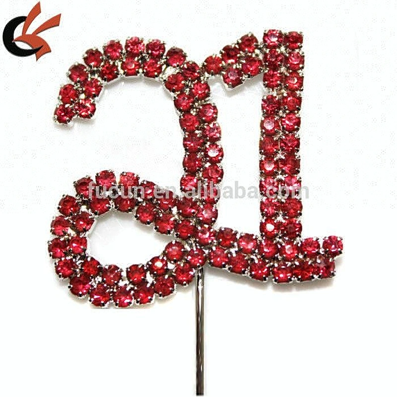 number 21 pink rhinestone cake topper for 21 st birthday cake decoration