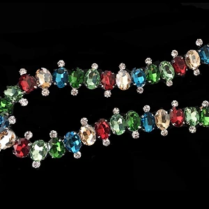 wholesale fashion bridal colorful crystal rhinestone cup chain trimming