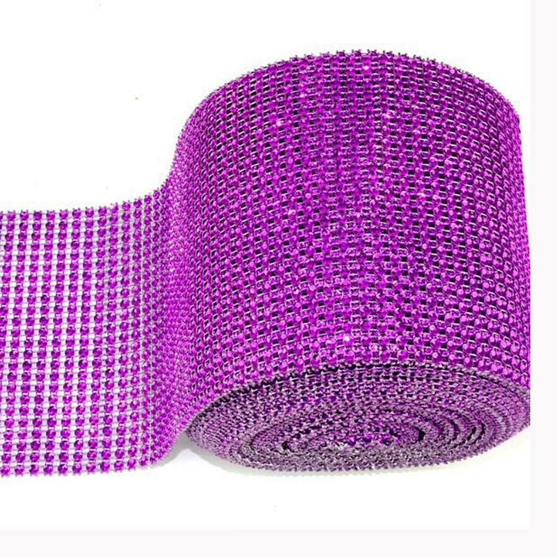 Low price rhinestone ribbons wrap mesh decorative tailorable colorful plastic mesh trims