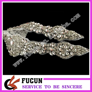 New product hot fix rhinestone belt applique for wedding dress wholesale