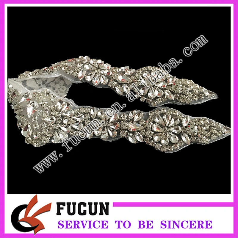 New product hot fix rhinestone belt applique for wedding dress wholesale