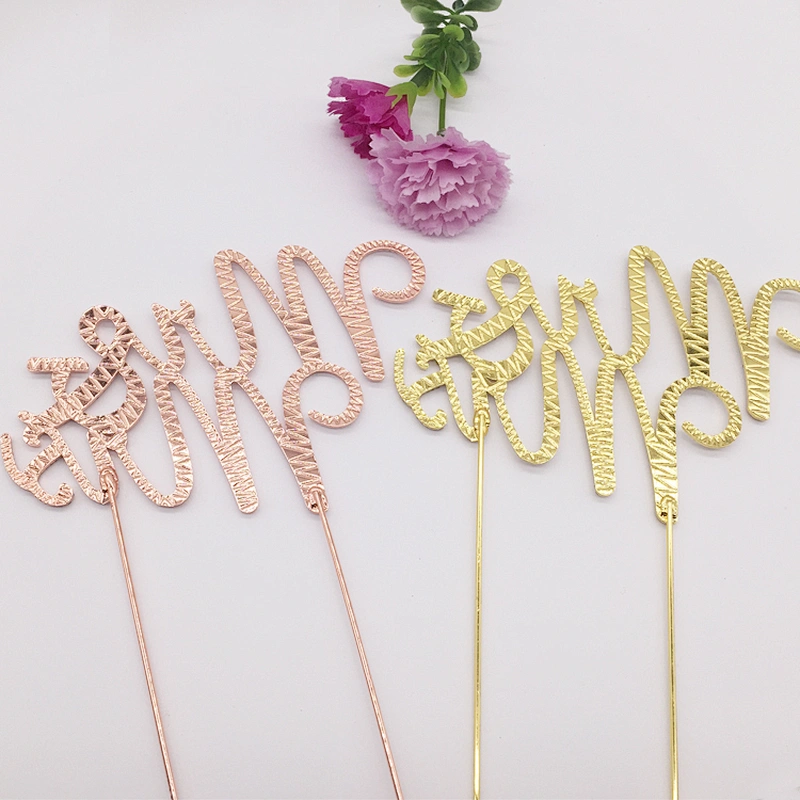 Happy wedding Mr&Mrs rose gold crystal bride and groom rhinestone cake topper