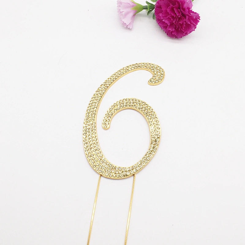 Birthday Decorations Gold Rhinestone Crystal Wedding Number Cake Topper